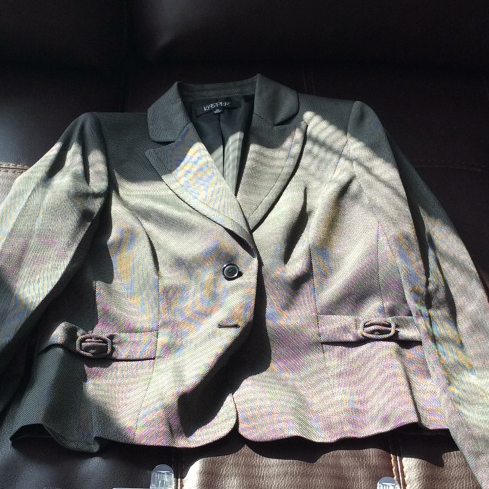 Kasper black and white skirt suit